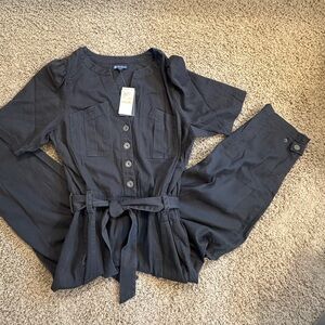 DEMOCRACY size 1X Twill Shortsleeved Belted Jumpsuit NEW